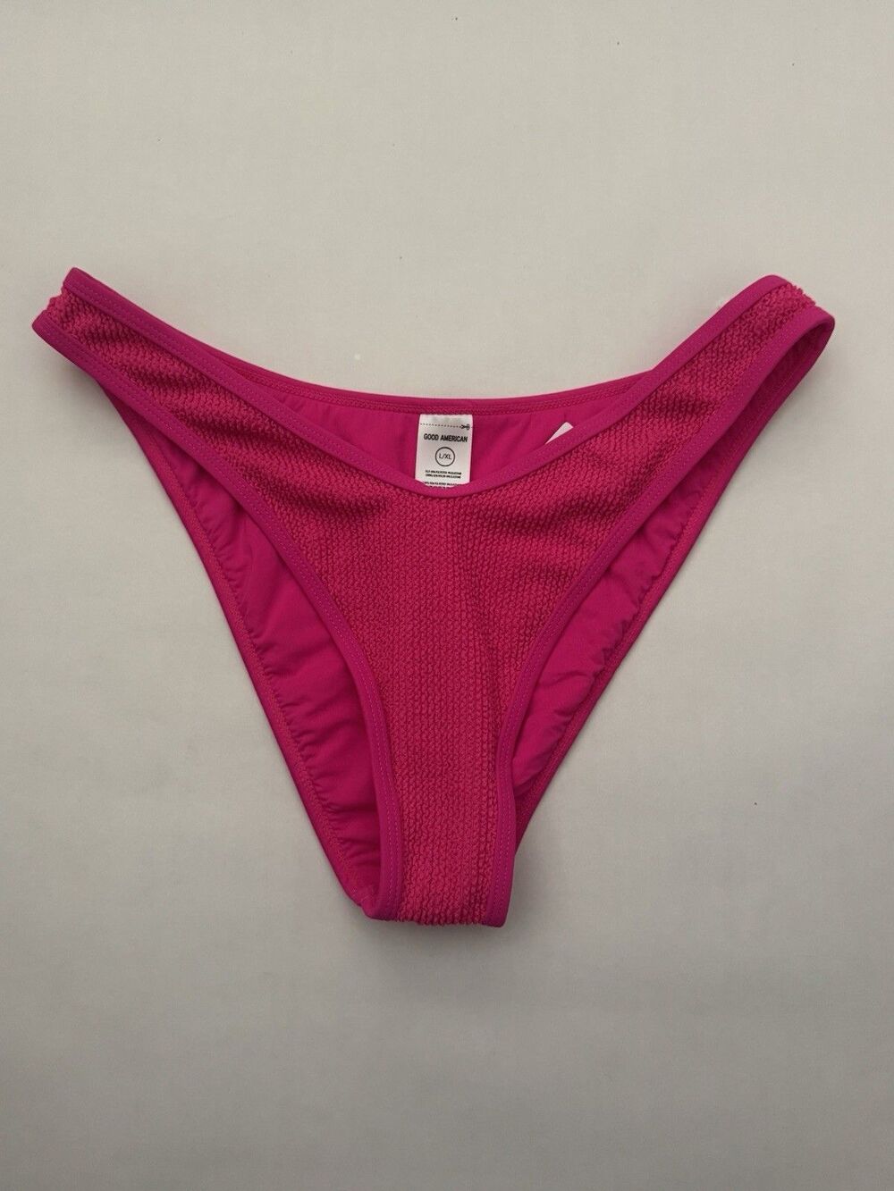 Good American Pink Glow Textured Cheeky Bikini Bottom Size L/XL‎ NWT